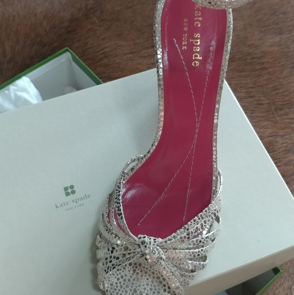 Kate Spade Silver Strappy Heels - Picture 2 of 8